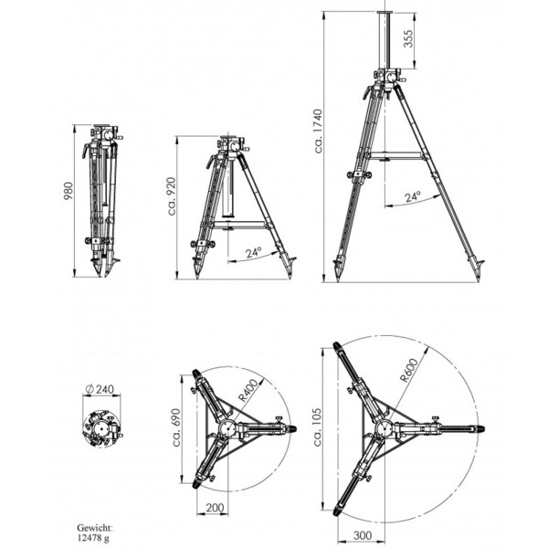 Berlebach Wooden tripod UNI 18 K70 3/8"