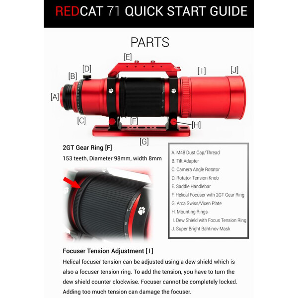 William Optics Apochromatic refractor AP 71/350 RedCat 71 OTA