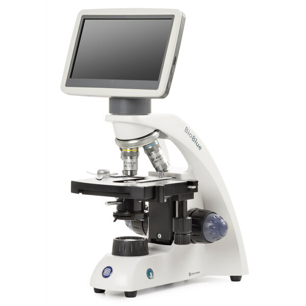 Euromex Microscope BioBlue, BB.4220-LCD, 7 inch LCD screen, SMP 4/10/S40x Objectives, DIN, 40x - 400x, 10x/18, LED 1W, Cross table