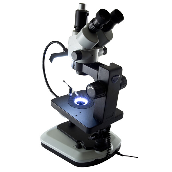 Optika Stereo zoom microscope OPTIGEM-20 trino, BF, DF, Greenough, w.d. 100mm, 10x/21mm, 0.7x-4.5x