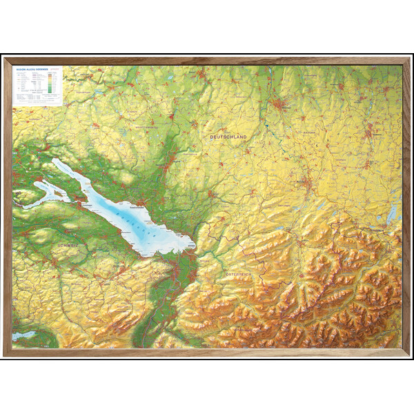 Georelief Regional map Allgäu Bodensee 3D Reliefkarte (77 x 57 cm)