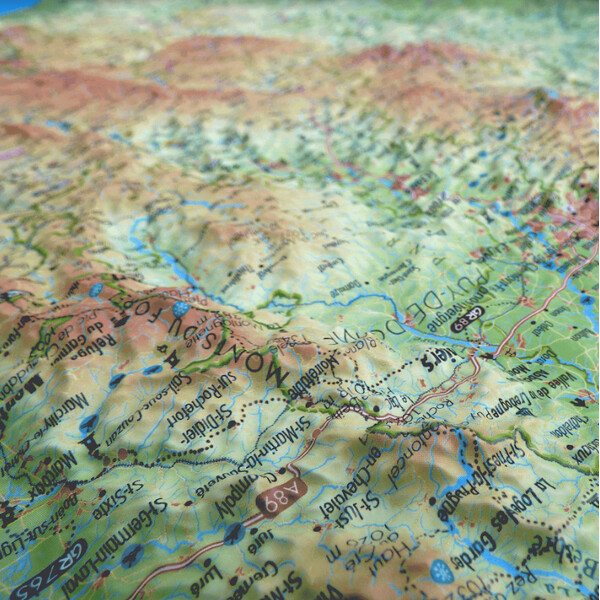 3Dmap Regional map Le Massif Central