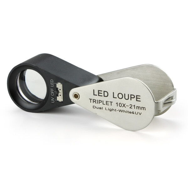 Euromex folding magnifying glass PB.5034-LUV, 10x achromatic, LED, UV