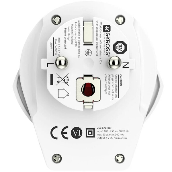 Skross Power pack World to Europe USB 1.0 travel adapter