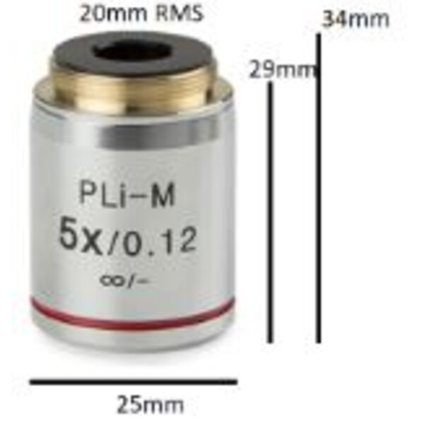 Euromex Objective Objektiv IS.8105, Plan PL 5x/0.12, w.d. 15.5 mm, infinity, cov glas -(bScope)