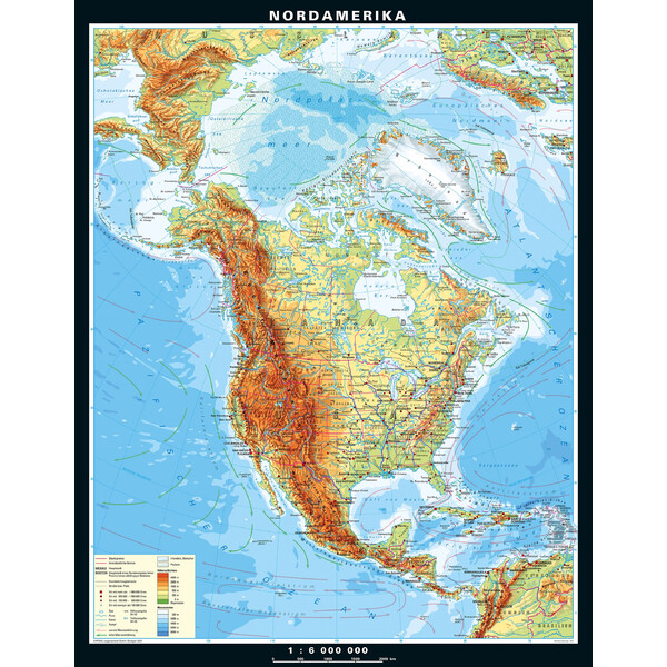 PONS Continental map North America physical (158 x 203 cm)