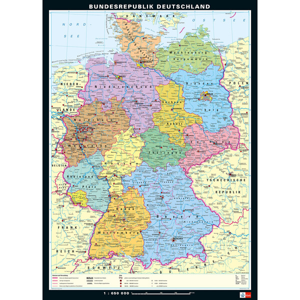 PONS Map Germany physical and political (113 x 157 cm)
