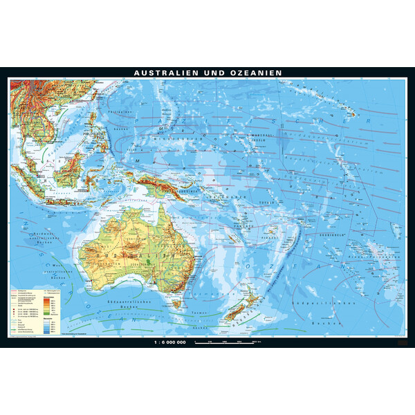 PONS Regional map Australien und Ozeanien physisch (233 x 158 cm)
