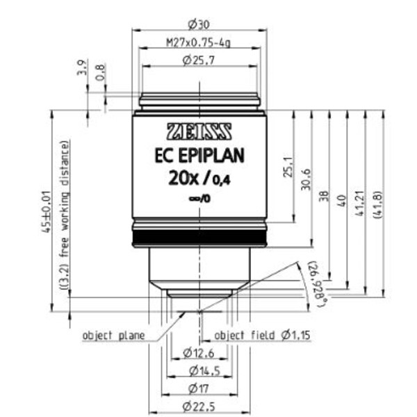 ZEISS Objective Objektiv EC Epiplan 20x/0,4 M27