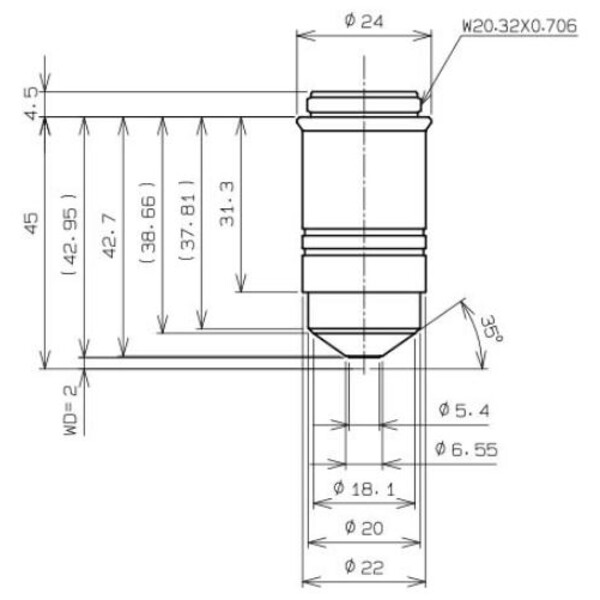 Evident Olympus Objective LUMPLFLN60XW/1.0, w.d.2 mm