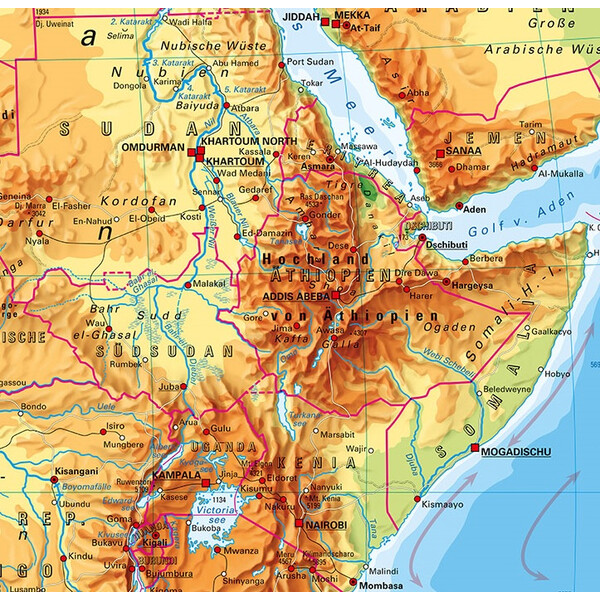 PONS Continental map Africa physical (157 x 206 cm)