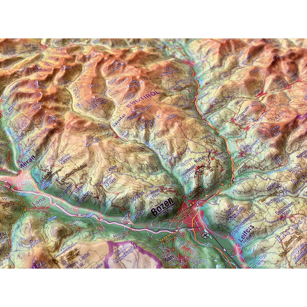 Georelief Regional map Tirol (78 x 58 cm) 3D Reliefkarte mit Holzrahmen