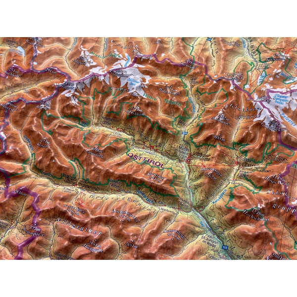 Georelief Regional map Tirol (78 x 58 cm) 3D Reliefkarte mit Holzrahmen