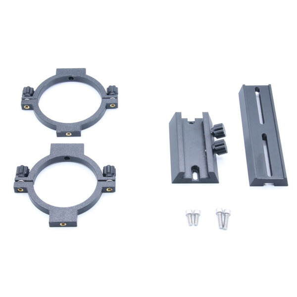 Wega Telescopes Tube clamps Rohrschellen mit Sucherschuh und Prismenschiene für Samyang 135 mm f/2 Objektiv