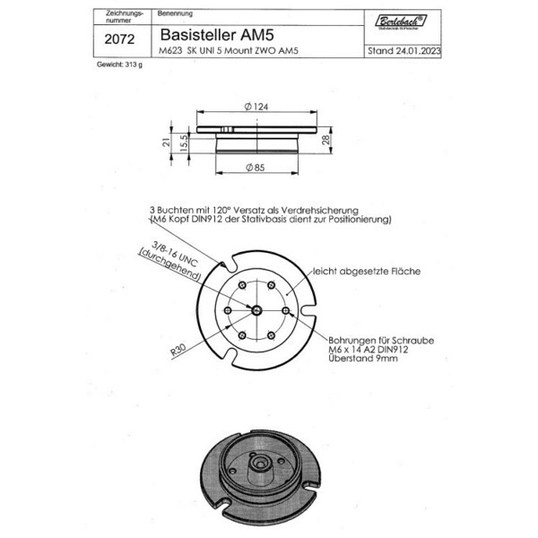 Berlebach Tripod Uni 18 ZWO AM5 with base plate