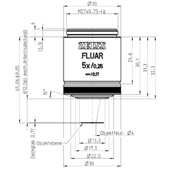 ZEISS Objective Objektiv Fluar 5x/0,25, wd=12,5mm