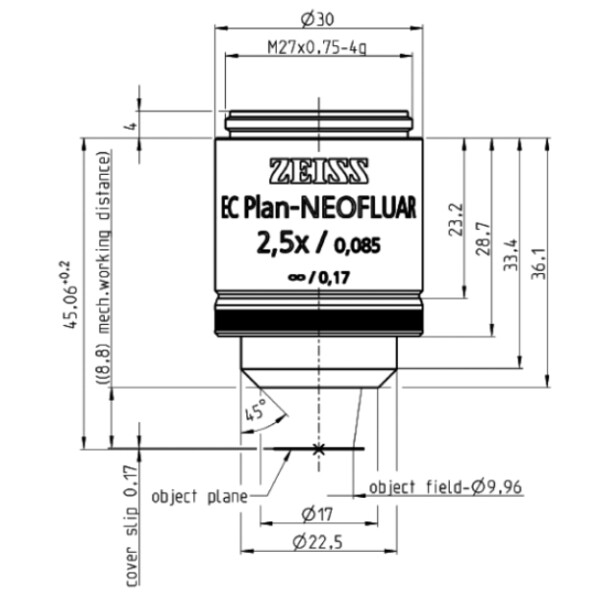 ZEISS Objective Objektiv EC Plan-Neofluar, 2,5x/0,085 wd=8,8mm