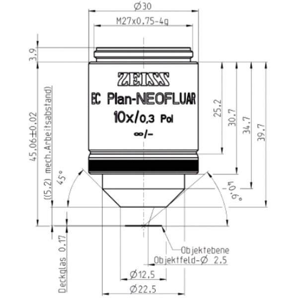 ZEISS Objectives: EC Plan-Neofluar, POL, 10x/0.3 Pol wd=5.2mm