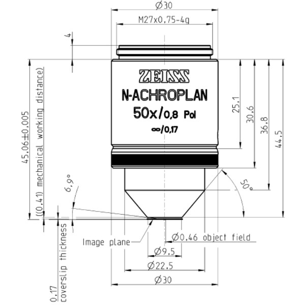ZEISS Objective N-Achroplan 50x/0.8 pole wd=0.41mm