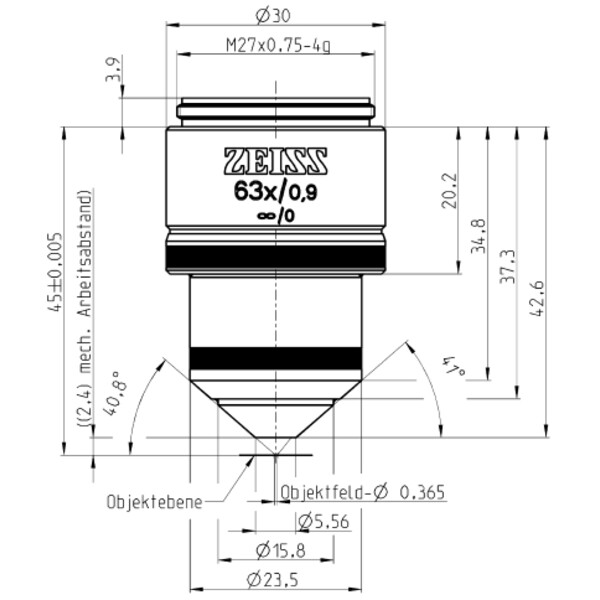 ZEISS Objective Lenses: W N-Achroplan 63x/0.9 wd=2.4mm