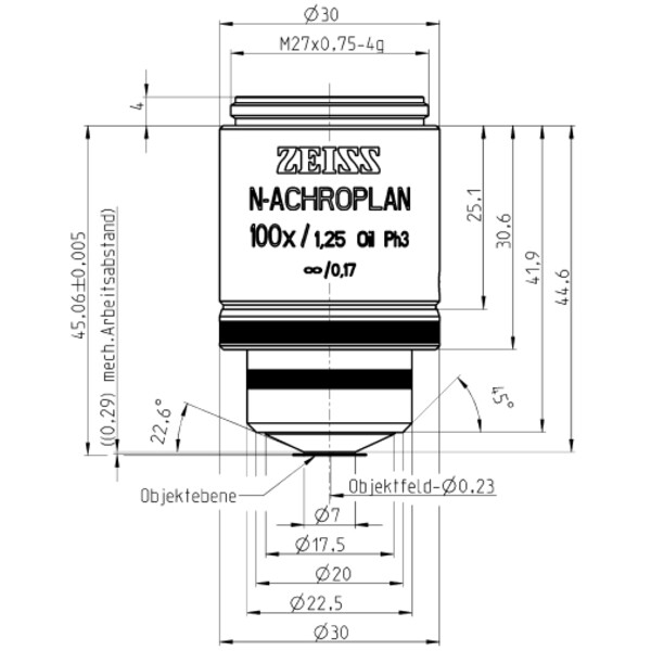 ZEISS Objective N-Achroplan 100x/1.25 Oil Ph3 wd=0.29mm