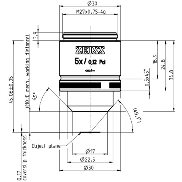 ZEISS Objective A-Plan 5x/0.12 pole wd=10.1mm
