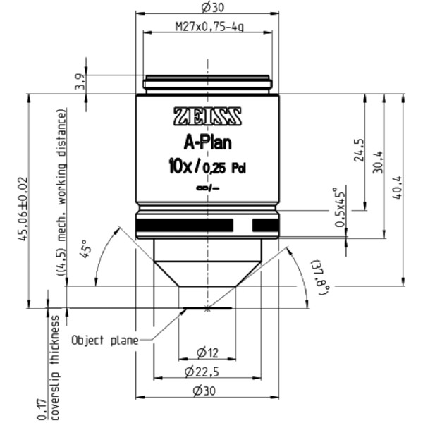 ZEISS Objective A-Plan 10x/0.25 pole wd=4.5mm