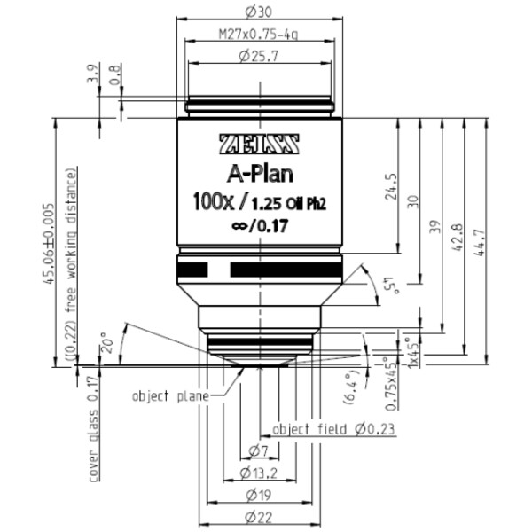 ZEISS Objective A-Plan 100x/1.25 Oil Ph2 wd=0.22mm