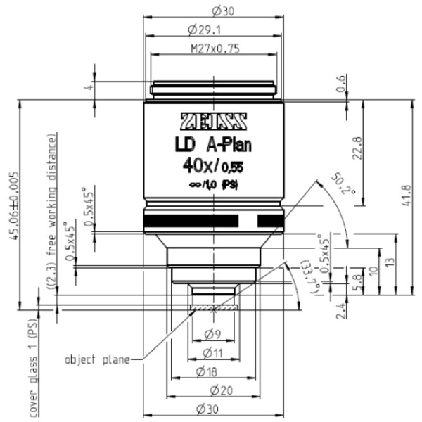 ZEISS Objective: LD A-Plan 40x/0.55 wd=2.3mm