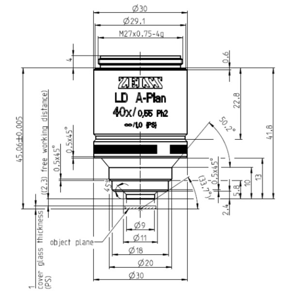 ZEISS Objective LD A-Plan 40x/0.55 Ph2 wd=2.3mm