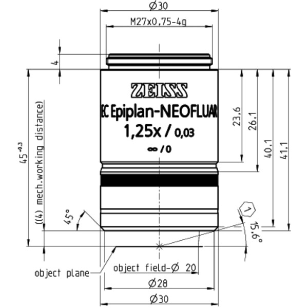 ZEISS Objective Objektiv EC Epiplan-Neofluar 1,25x/0,03 wd=4,0mm