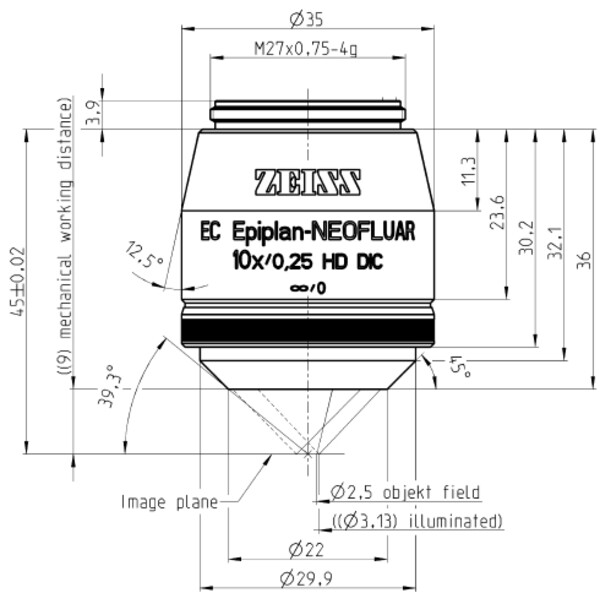 ZEISS Objective Objektiv EC Epiplan-Neofluar 10x/0,25 HD DIC wd=9,0mm