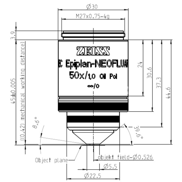 ZEISS Objective Objektiv EC Epiplan-Neofluar 50x/1,0 Oil Pol wd=0,40mm