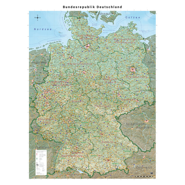 GeoMetro Map Deutschland physisch (100 x 140 cm)