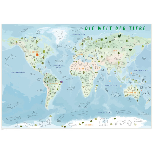 GeoMetro Childrens map The World of Animals (84 x 60 cm)