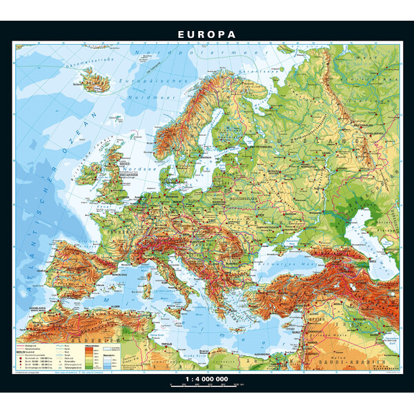 PONS Continental map Europe physical/political (158 x 142 cm)