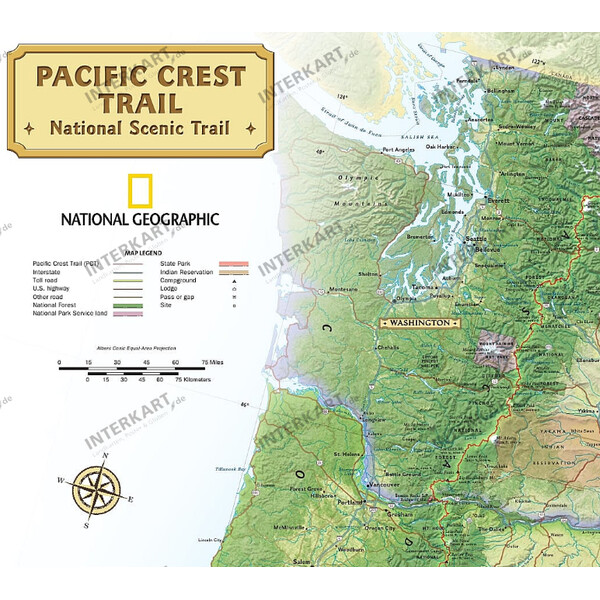 National Geographic Regional map Pacific Crest Trail (46 x 122 cm)