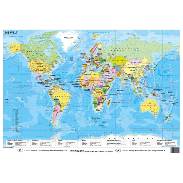 Stiefel World map political (59.4 x 42 cm) DIN A2