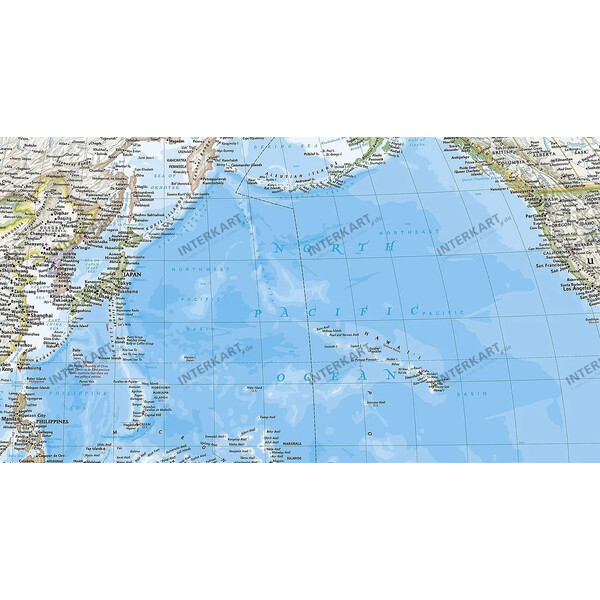 Mappemonde National Geographic Classique Pazifik-zentrierte carte du monde