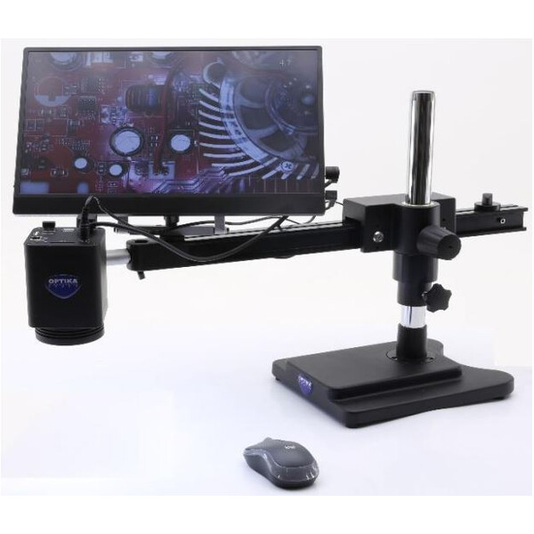 Optika Microscope IS-4K2, zoom opt. 1x-18x, Autofocus, 8 MP, 4K Ultra HD, overhanging stand, 15.6" screen