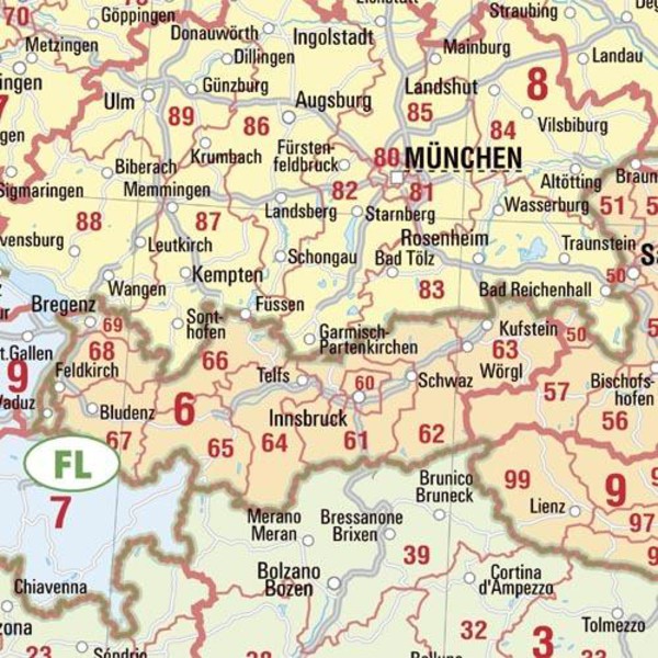 Bacher Verlag Postal code map Europe