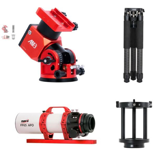 ZWO Telescope FF65 AP 65/416 Quintuplet with AM3 and Carbon Tripods & Mounts