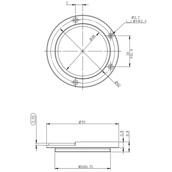 ZWO Adapter M54 Adaptors for Filter Drawer