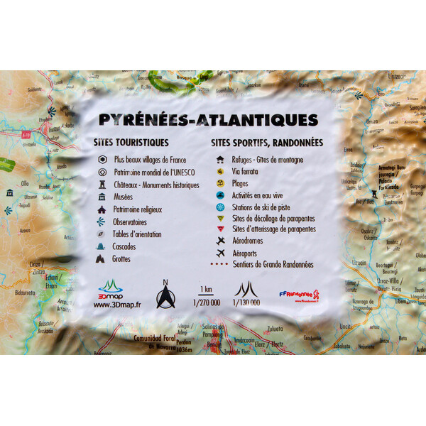 3Dmap Regional map Pyrénées-Atlantiques (61cm x 41cm)