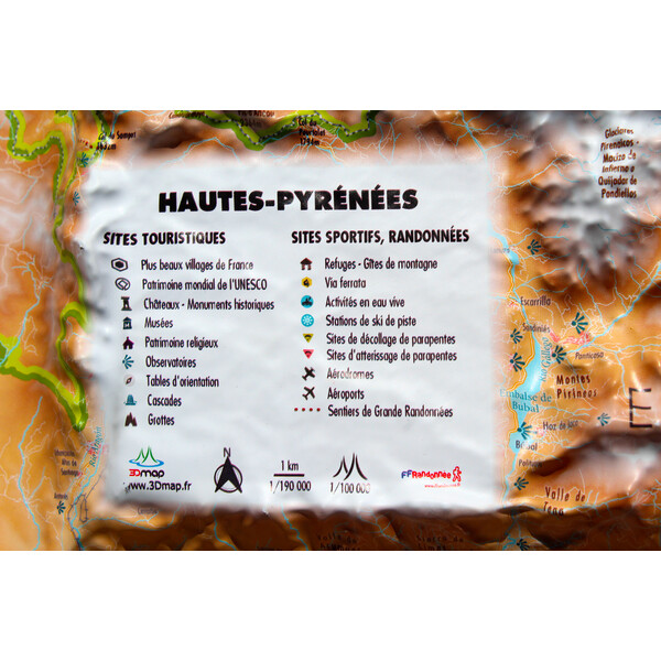 3Dmap Regional map Hautes-Pyrénées (61cm x 41cm)