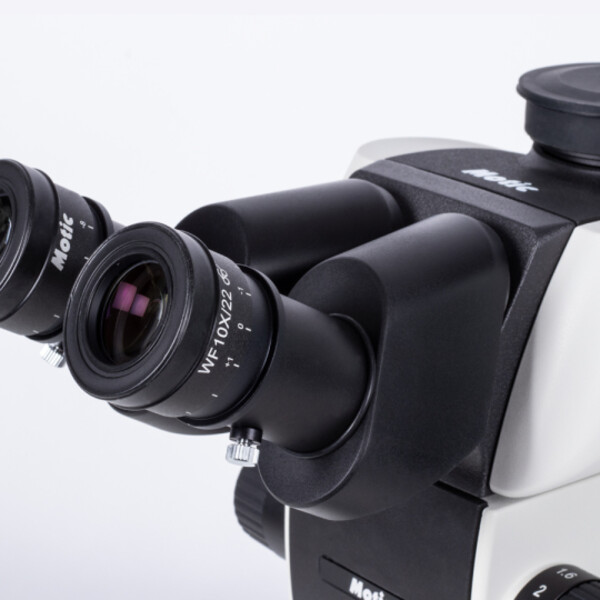 Motic SM7TR-P A1X stereo zoom microscope, trino, 8-56X, wd 90mm, 7:1