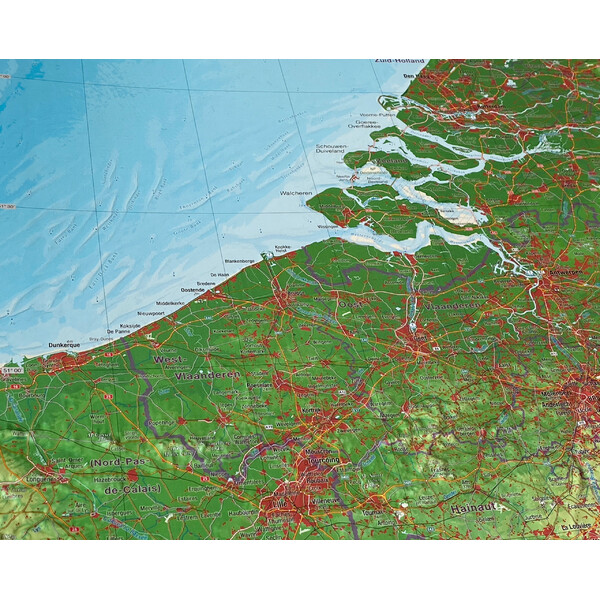 Georelief Regional map Benelux (57 x 77 cm)