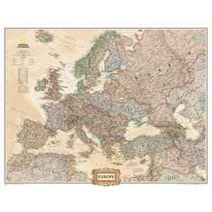 National Geographic 3 section antique map of Europe