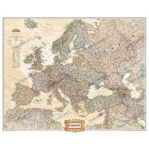 National Geographic 3 section antique map of Europe