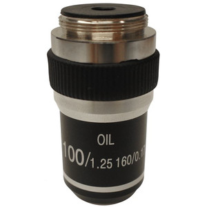 Optika 100X/1.25" (oil-immersion), high contrast microscope objective, M-143